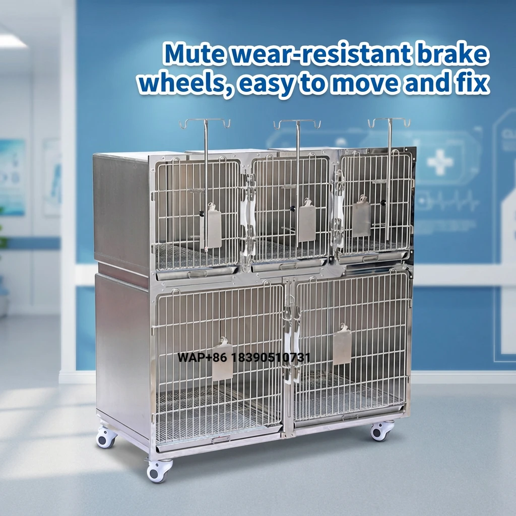 EURVET veterinary equipment, pet medical hospital equipment, stainless steel pet cages and feeding boxes for veterinary use