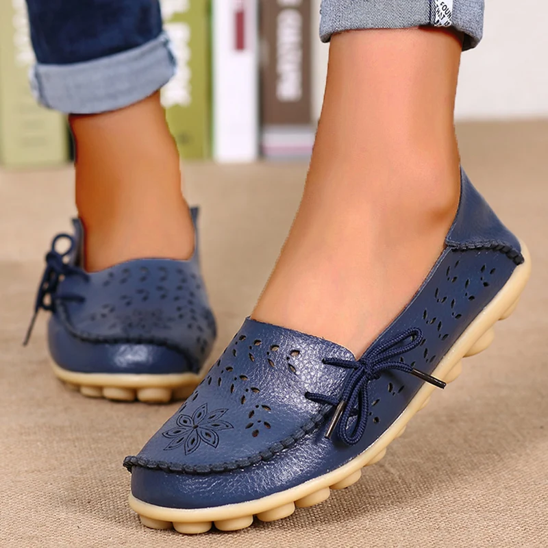 Genuine Leather Women Flats Fashion Tenis Designer Shoes Moccasins Flat Shoes Slip On Women Shoe Oxford Shoes Woman Plus Size