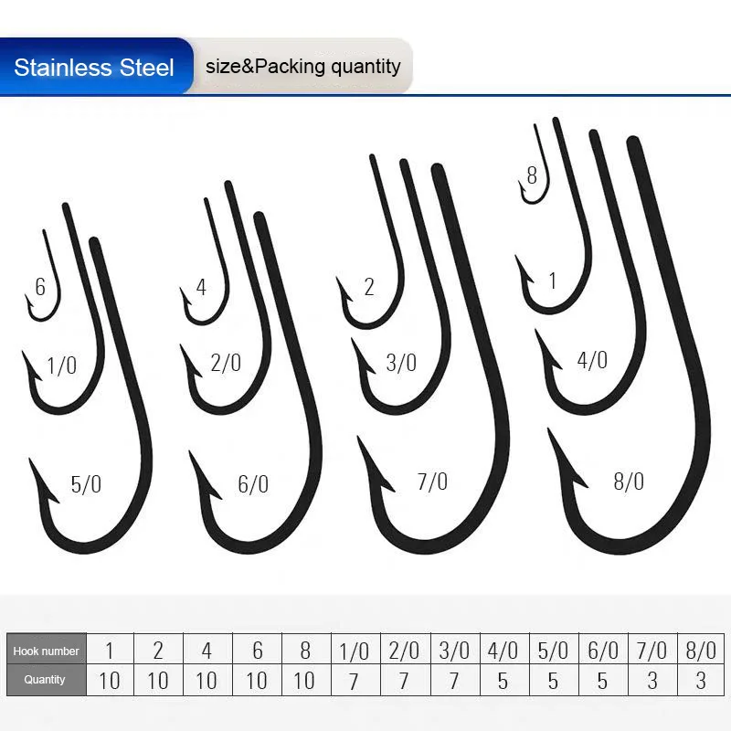 Mustad 34007 Seahorse Hooks Stainless Steel Large Hooks With Loops Long Shank Hooks Straight Hooks Barbed Hooks Sea Fishing