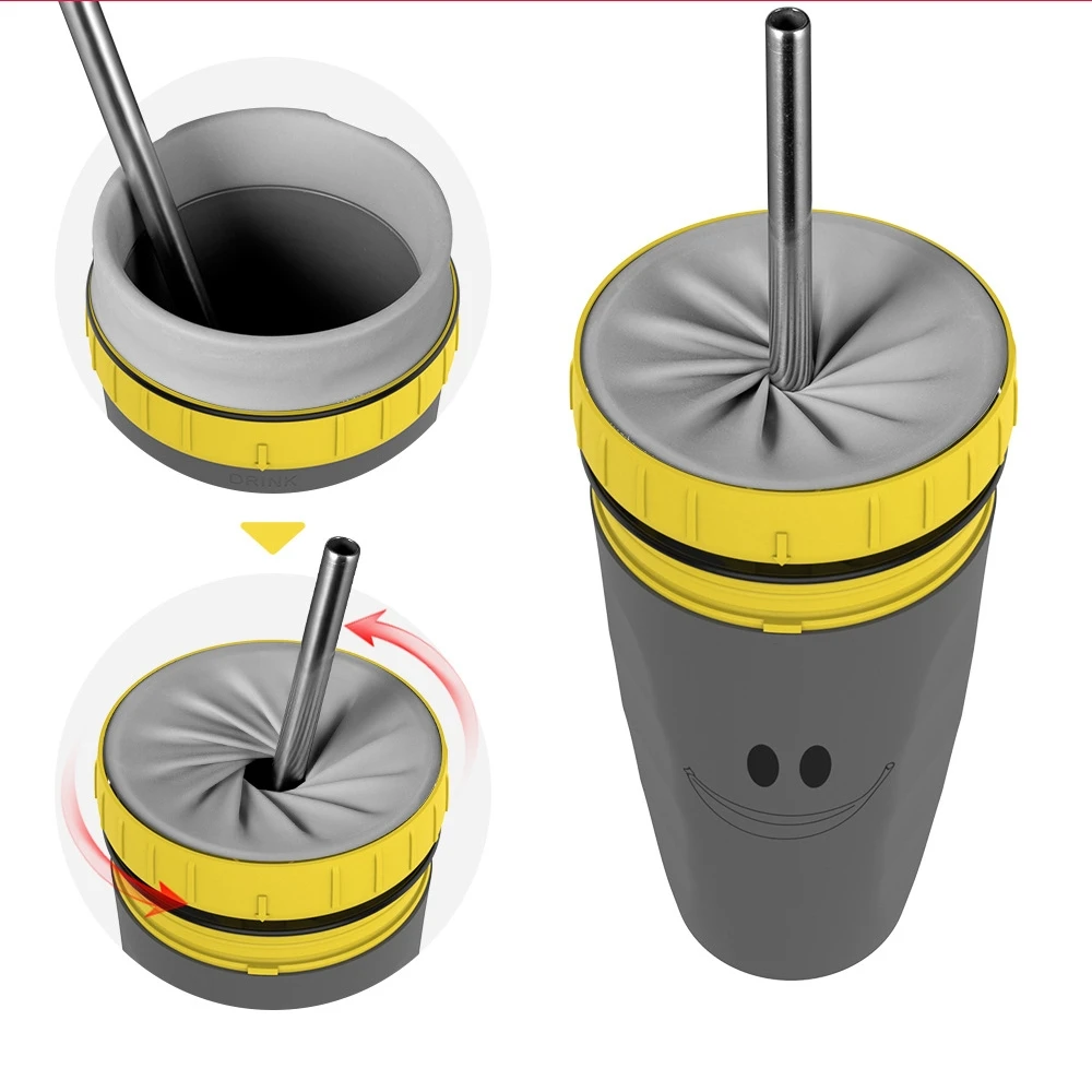 

Portable Coffee Cup With Straw，Creative Twist Lid Thermos Cup，Mugs With Straw,Drinking Juice Beverage Coffee Water Cup,BPA Free