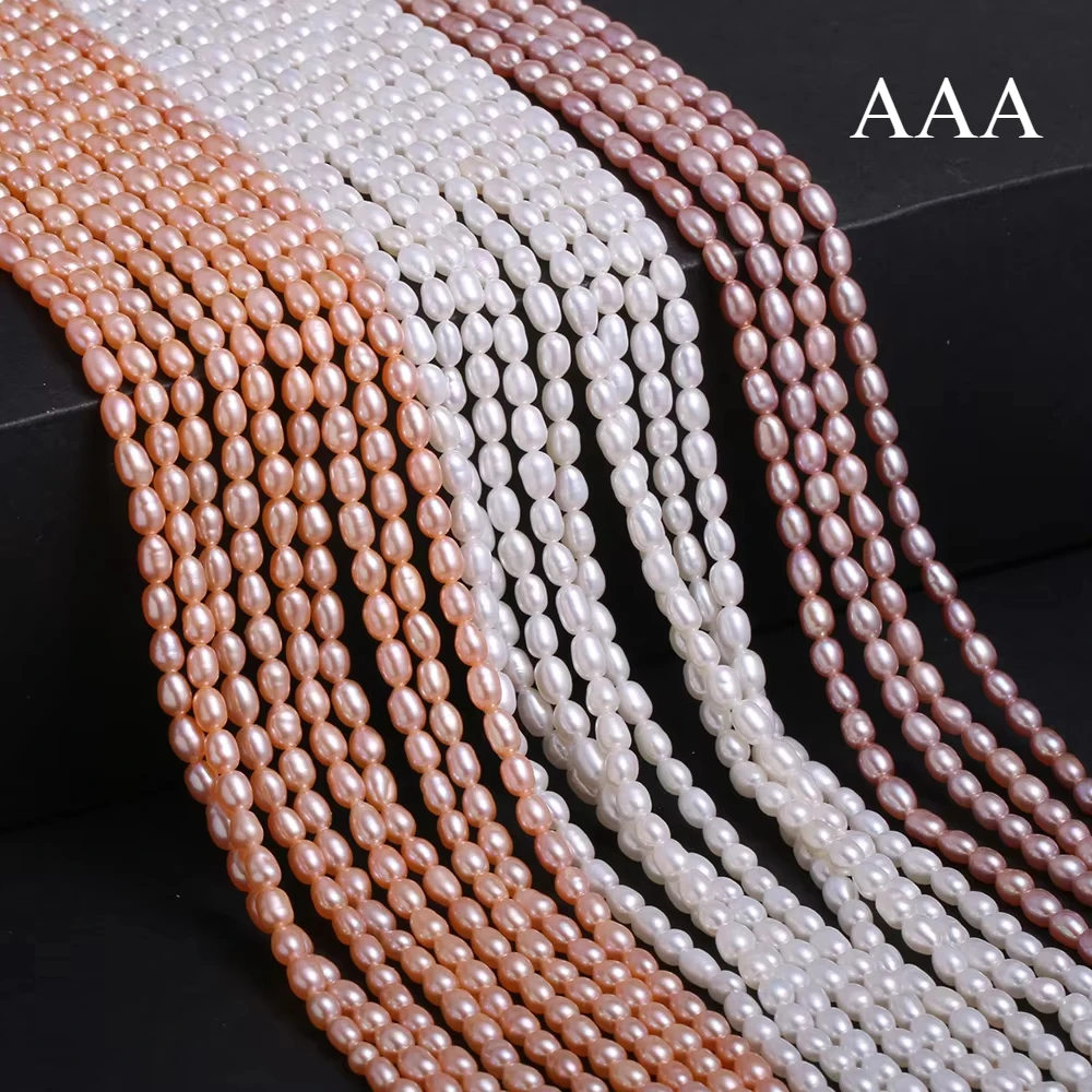 

4-5mm AAA Natural Freshwater Pearl Beaded High Quality Gift Rice Shape Punch for Make Jewelry DIY Bracelet Necklace Accessories