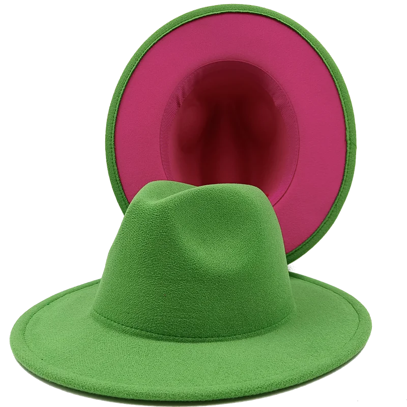 Hat fedoras hat lime green pink  Panama felt hat for women jazz hat church hat top cap  women fedoras hats for men шляпа женская