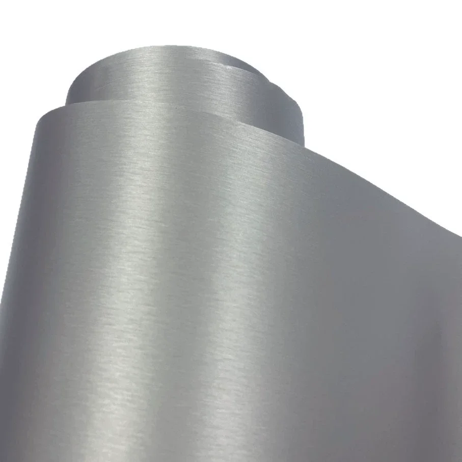 Premium Silver Brushed Steel Wrap Vinyl Roll with Air Release DIY Self Adhesive Decal Car Wrapping Foil