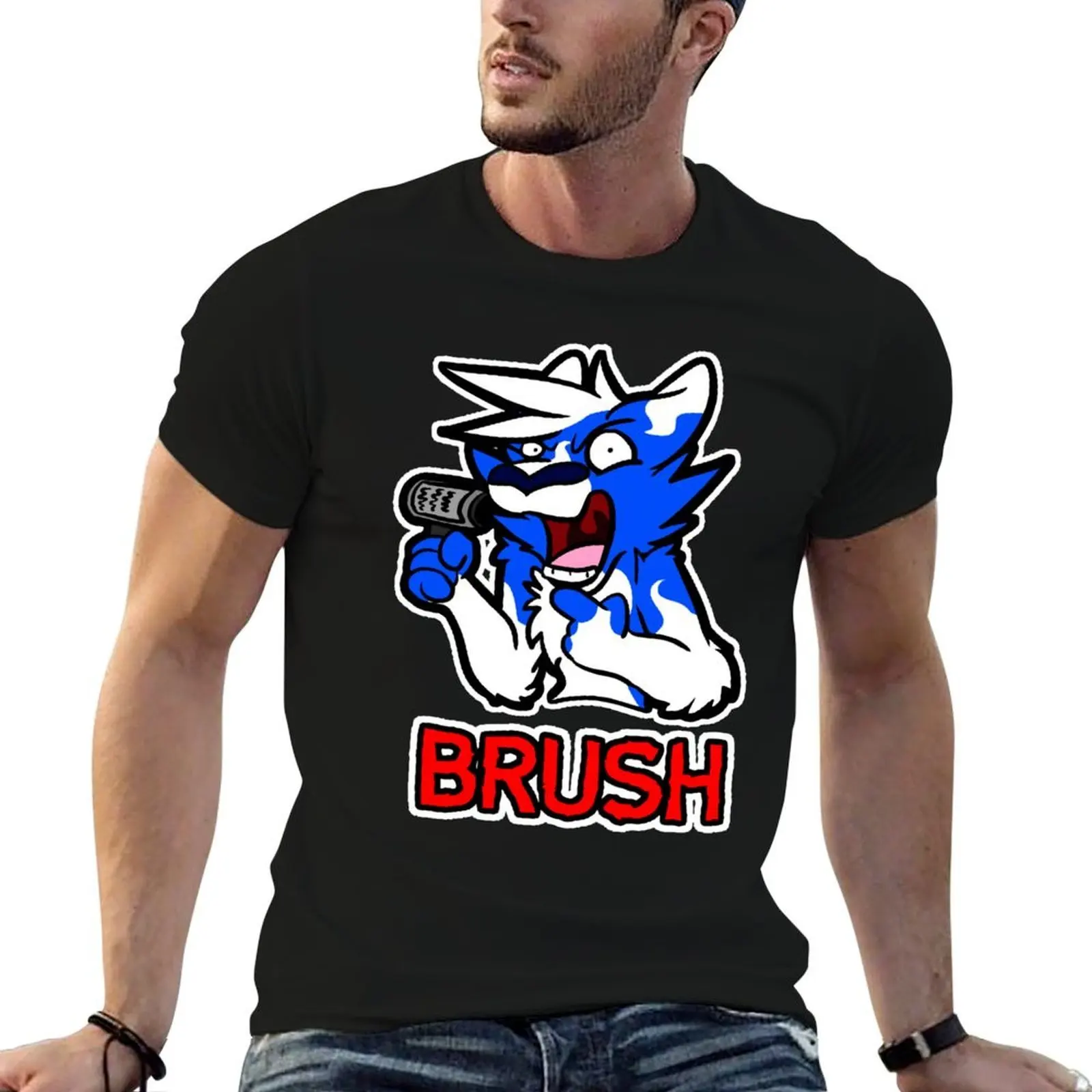 

BRUSH T-Shirt black cotton t-shirt plain for man package t shirts with prints t shirt men 100% cotton luxury brand T-Shirt