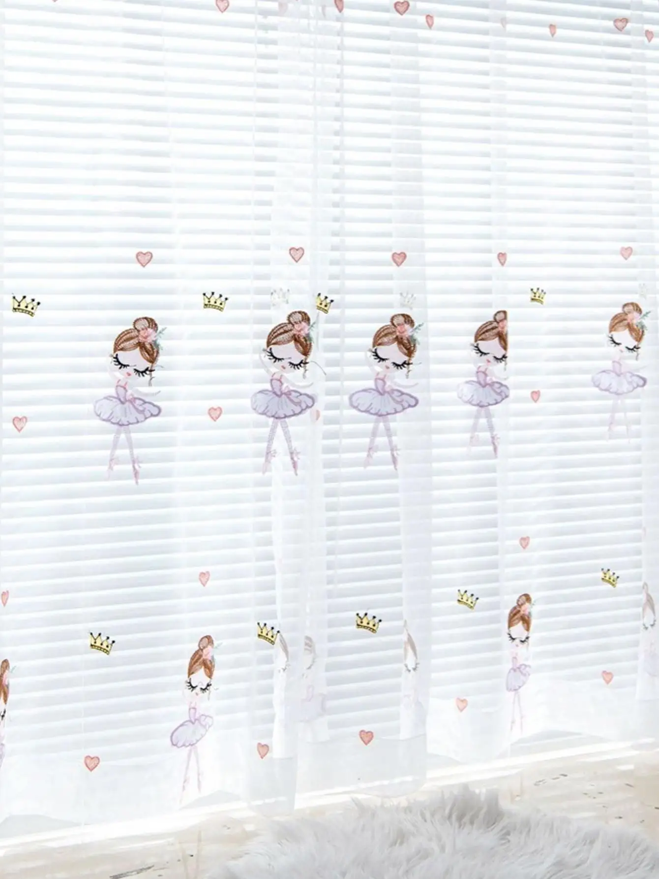 European and American Style Modern Childlike Purple Ballet Girl Embroidered Curtain Living Room Bedroom Balcony Blackout Curtain