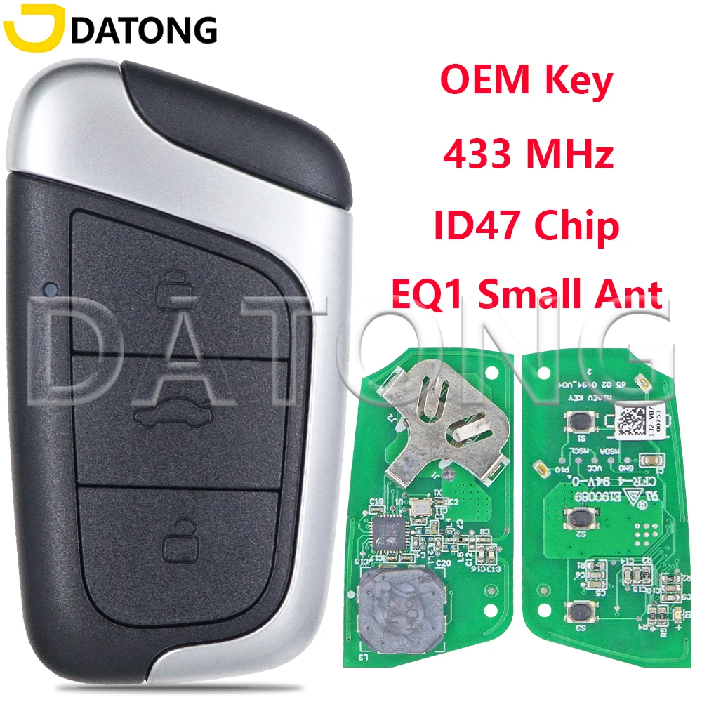 

Datong оригинальный чип 433 МГц ID47 без ключа Go автомобильный дистанционный смарт-ключ для Chery EQ1 Little Ant