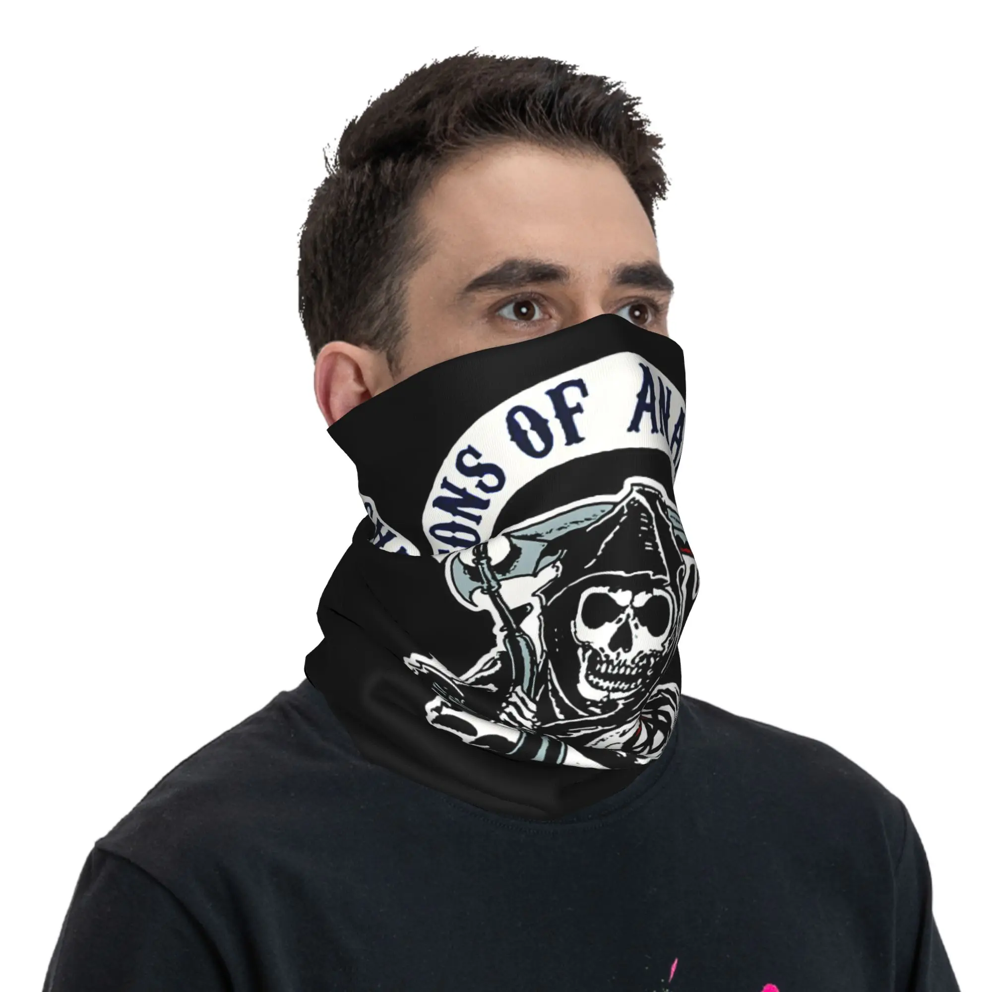 مخصص S- أبناء A-Anarchy باندانا الرقبة أدفأ الرجال النساء الشتاء التزلج التنزه وشاح الجراب الجمجمة الرعب فيلم تلفزيوني واقي الوجه #4