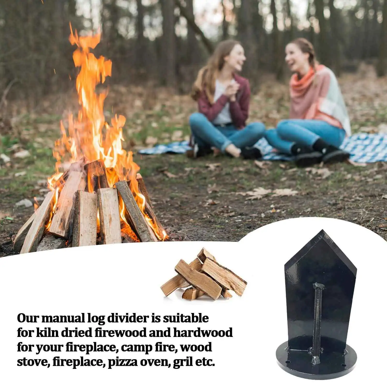

Carbon Steel Vertical Firewood Splitter Safe Wood Splitter Tool for Fireplace Outdoor Camping