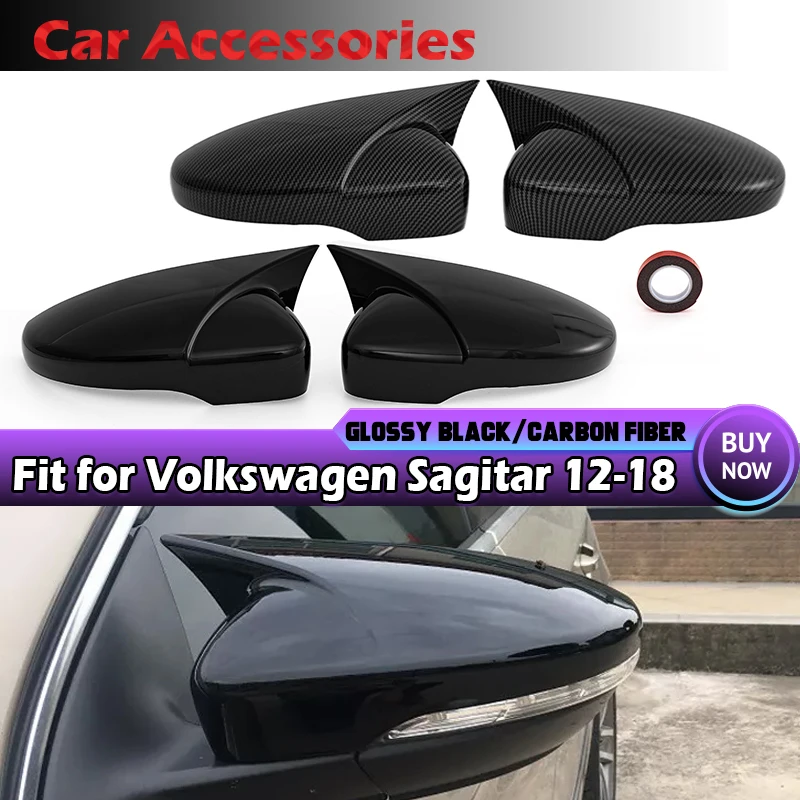 Rhyming Horn Style Stick-on Side Wing Mirror Cover Caps For Volkswagen Scirocco Passat B7 Jetta MK6 VI EU Version Mirror Housing