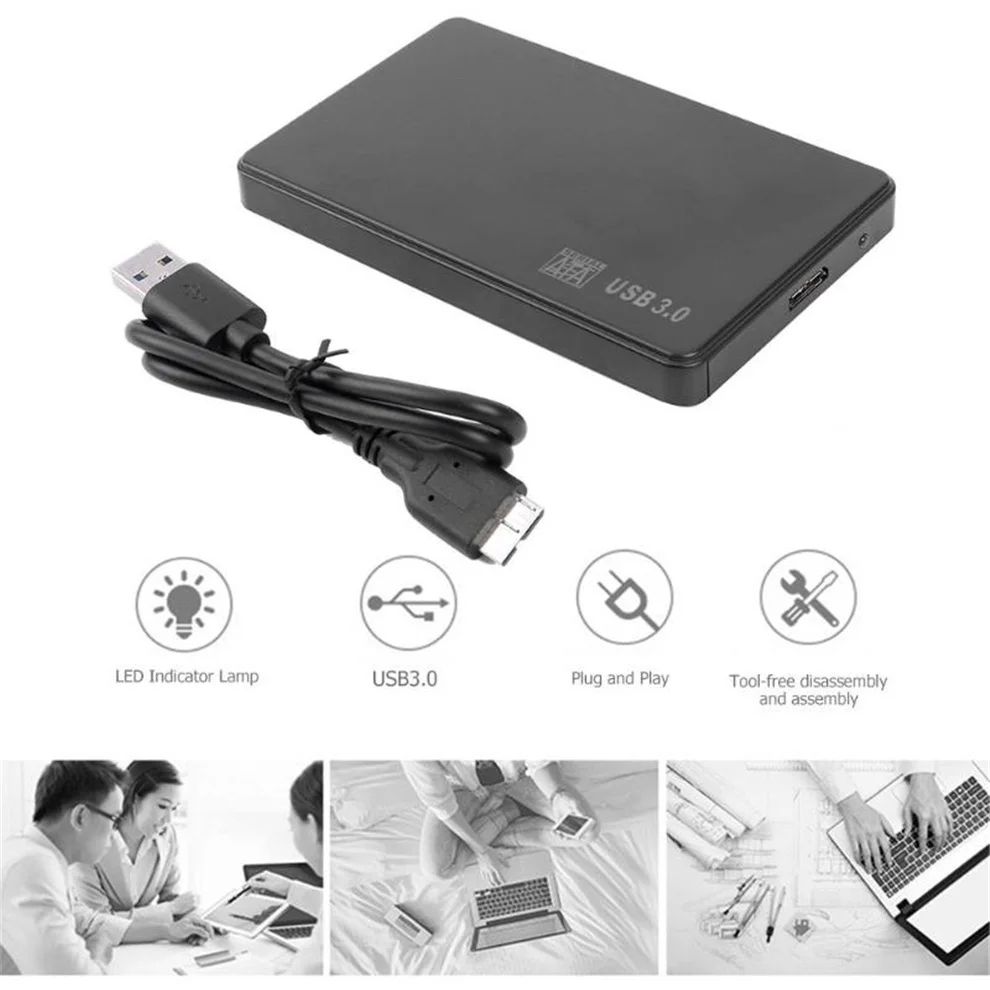 LccKaa 2.5 inch HDD SSD Case Sata to USB 3.0 2.0 Mobile Hard Drive Adapter 5 Gbps Hard Drive for 2TB HDD Disk for Windows Mac OS