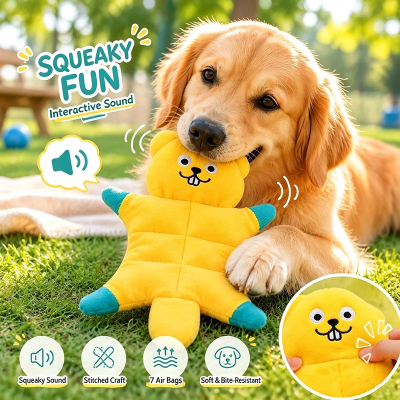 Pet Dog Squirrel Skin Shell Toy No Stuffing BB Squeaky Interactive Tug Chew Toy Plush Toy for Puppy Dog Relieve Boredom Play
