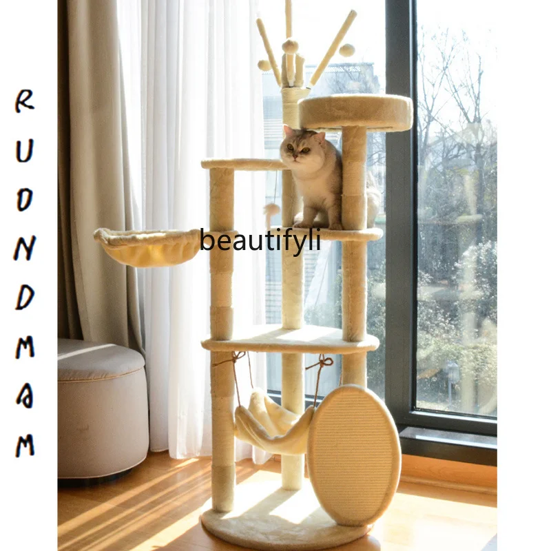 Cat Climbing Frame Toy Sisal Scratching Post Jumping Platform Cat Tree Integrated Multi-Layer