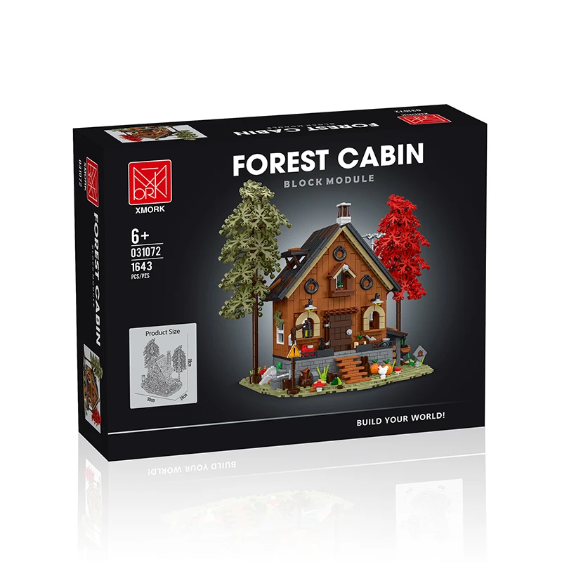 Forest Cabin Cozy Cottage Wood House Natural Scenery View Model Building Blocks MOC Bricks idee Creative Toy Set Gift Children