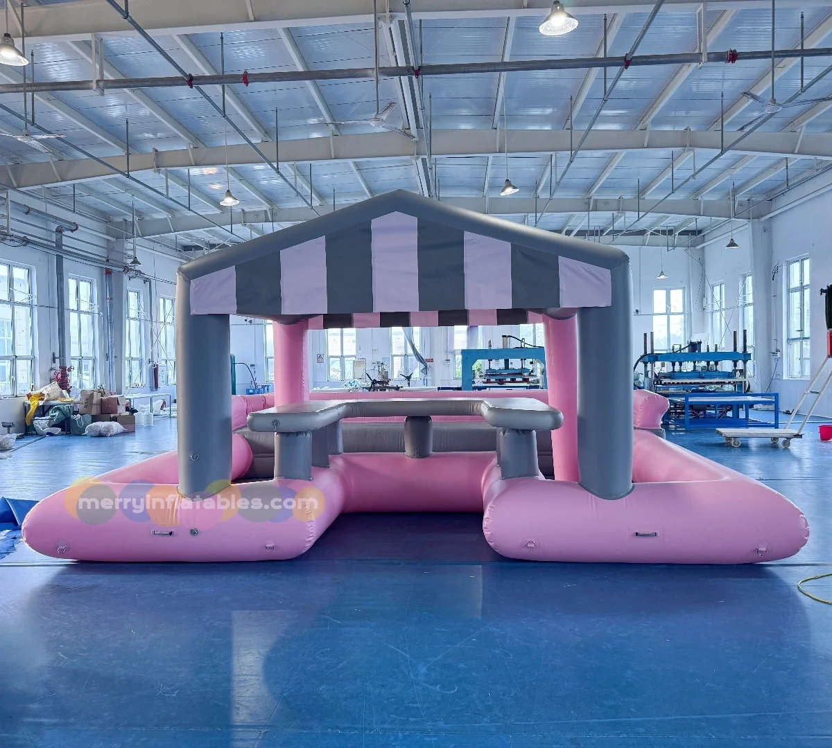 

Pink Water Blow up Pool Bar Water Inflatable Floating Pool Table Sports Bar water island Water pool with bar for Leisure