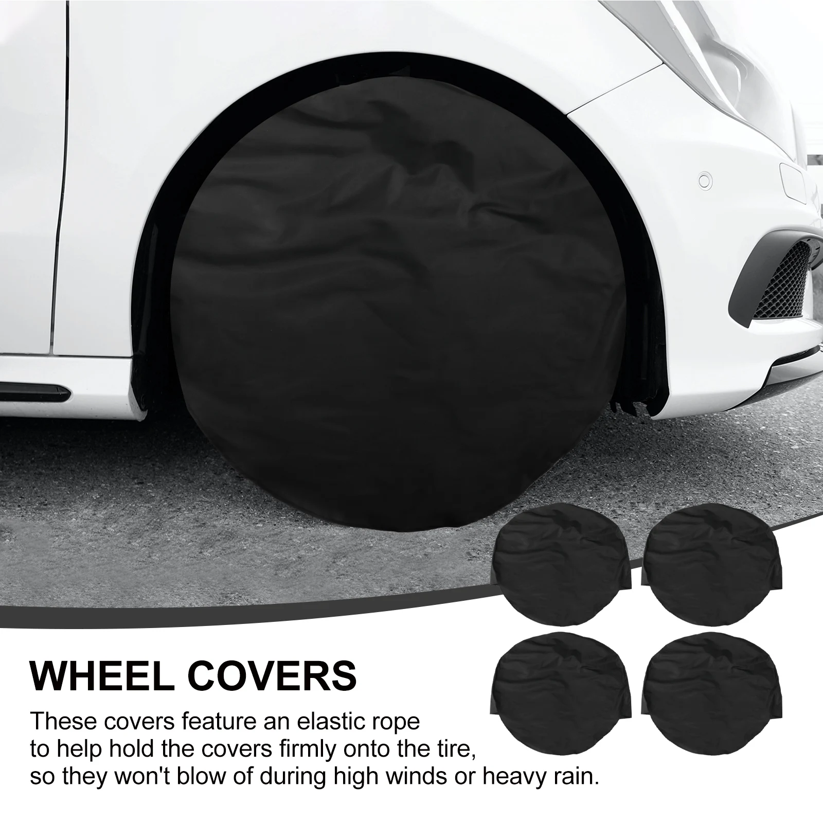 

4 Pcs Tire Cover Dustproof Waterproof Protector for RV Truck Car Elastic Rope 32 Inch Wheel Accessories Sun Shield