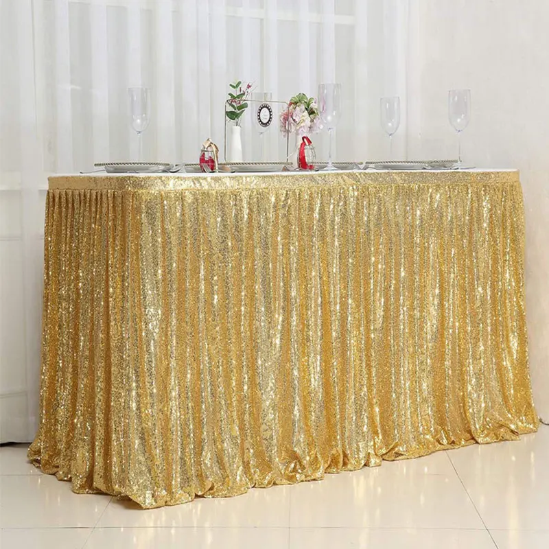 Rectangular Table Skirt Table Cover Glitter Sequin Table Skirt For Wedding Christmas Birthday Party Accessories Home Decoration