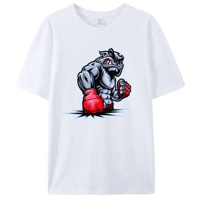 2024 Men's T-shirt Boxing Dog Printed Tops Cotton T-Shirts For Womens Fashion Casual Soft Short Sleeve Loose MenTees Comfortable