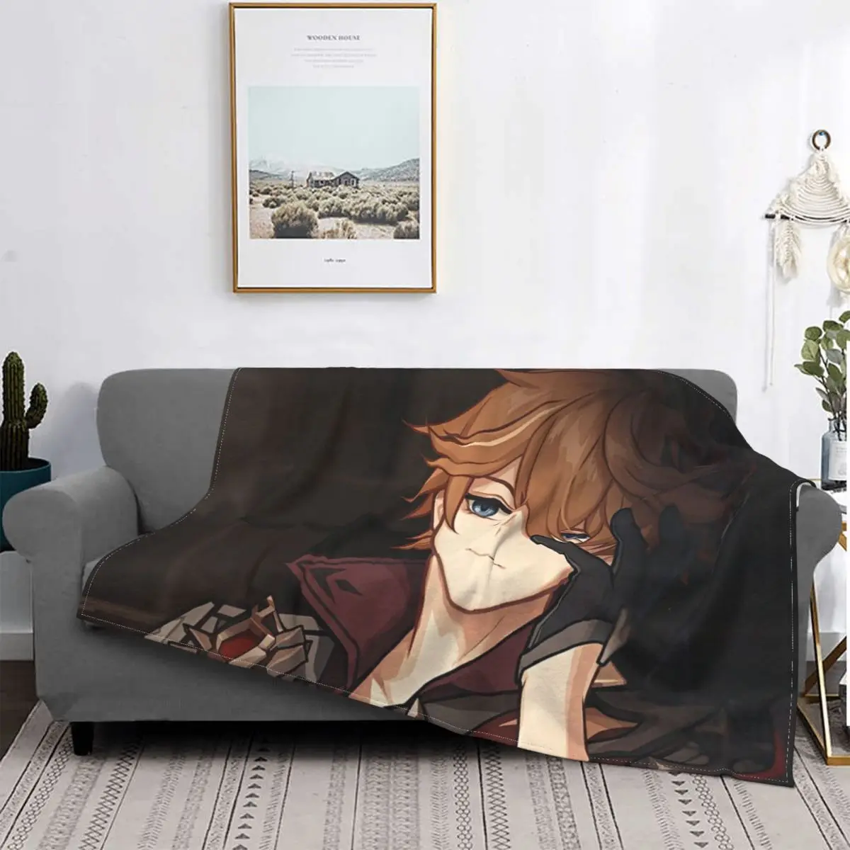 

Childe Genshin Impact Blanket Cover Acg Anime Flannel Throw Blanket Bedroom Sofa Decoration Soft Warm Bedspread