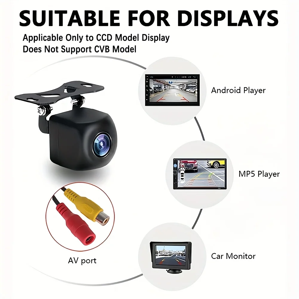 1pc Car Rearview CCD Backup Camera, Night Vision Function, Easy to Install, 480P Backup Camera, Suitable for 12V Vehicles