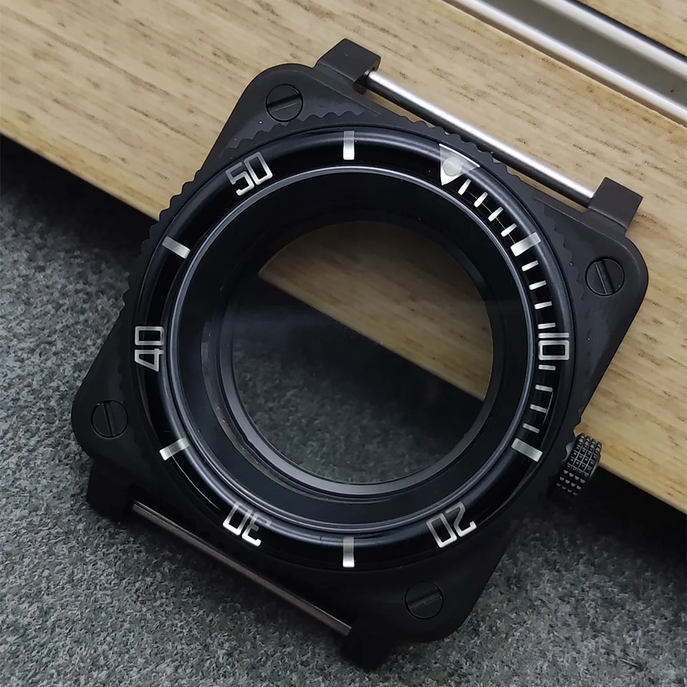 Square stainless steel automatic case 42 mm transparent sapphire crystal caseback for NH34 NH35 NH36 NH38 NH70 automatic watch