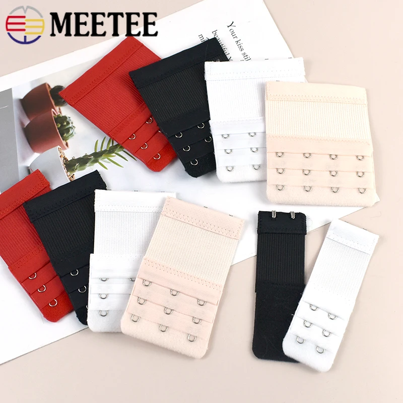 10Pc Bra Strap 3 Row Underwear Adjust Clasp Bras Hook Eye Tape Corset Extension Ribbon Band DIY Sewing Accessories