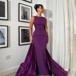 ROYET Sleeveless Formal Elegant Mermaid Long Evening Dress Backless Floor Length Sweep Train Classic Simple Prom Gown New 2024