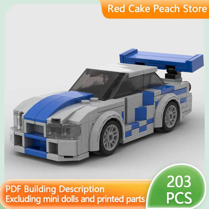 

Модель Mistrza Speed Champions Furious Movies MOC, строительные кирпичи Skyline R34, спортивный автомобиль, модульная технология, подарки, праздничные детские игрушки