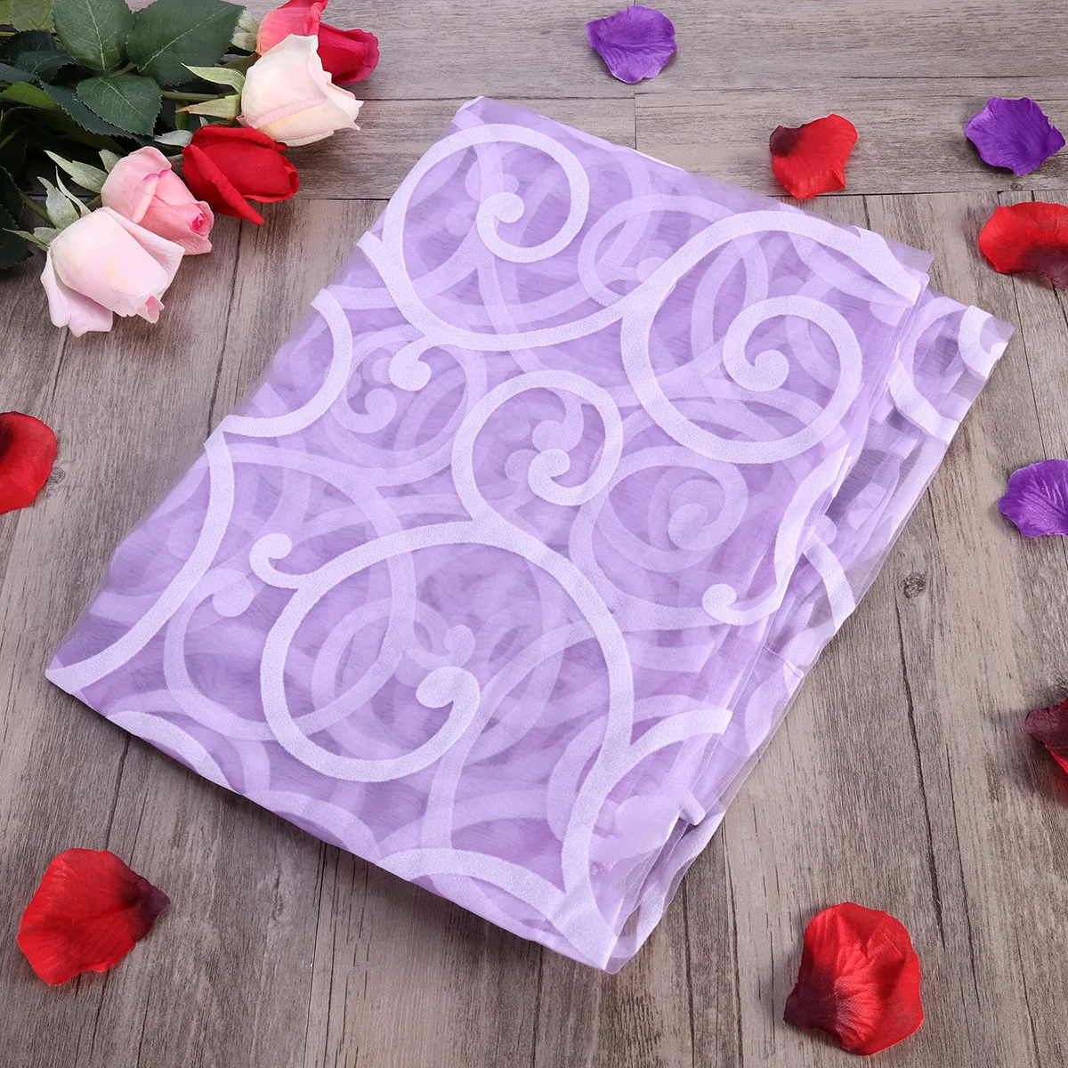 

Rod Pocket Transparent Sheer Tulle Window Screen Voile Curtains 100X200Cm Purple For Bedroom Living Room Premium Flocking