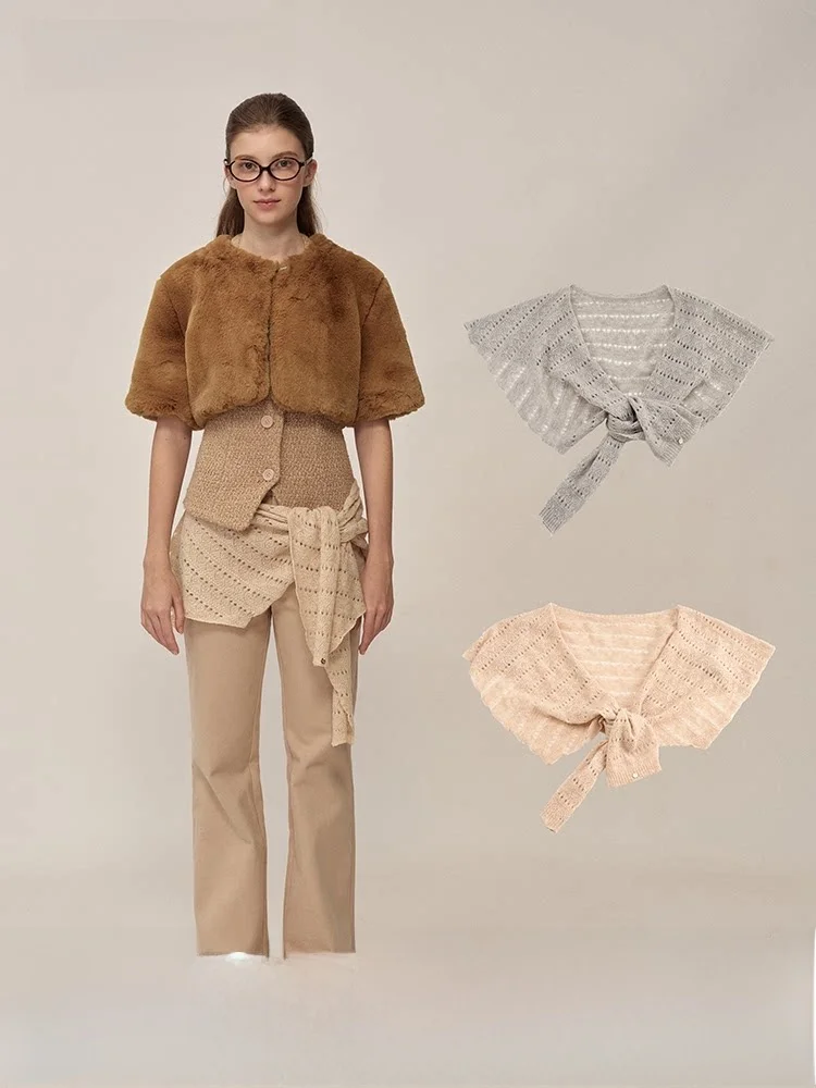 

Moonmoi Vintage One-Piece Wool Knitted Texture Hollow out Skirt Curtain Layered Wear Retro Sle Women's Faion Spring Colle...