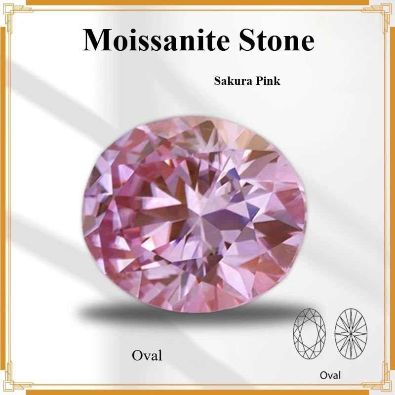 Moissanit-Stein, oval geschliffen, Sakura-Pink, loser Edelstein für die Schmuckherstellung, mit Zertifikat – Detail 1