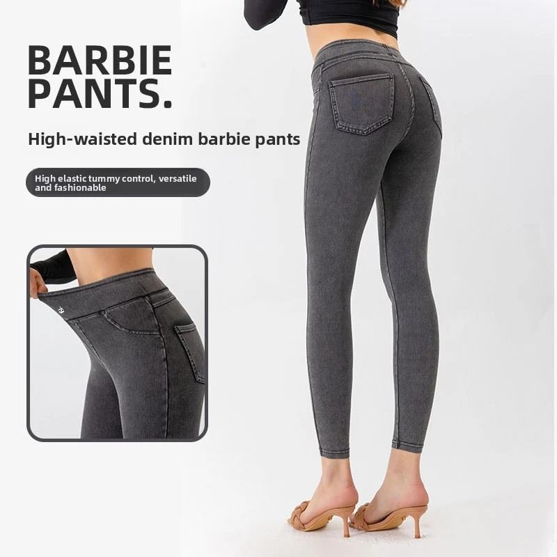 2026 New High Rise Denim Yoga Leggings Women Push‑Up Butt Lifting Slim Fit Dual Pockets High Elastic Gym Sports Casual Pants