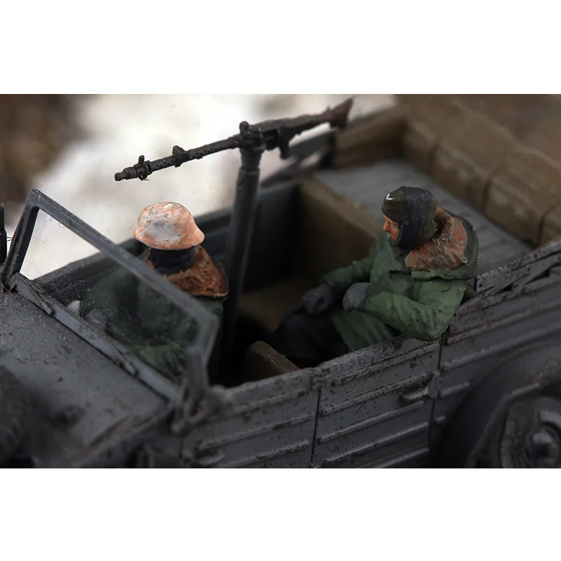 Escala 1:72 resina alemã inverno militar veículo motorista 2 pessoas cena acessório modelo brinquedos adultos clássicos presentes exibição estática