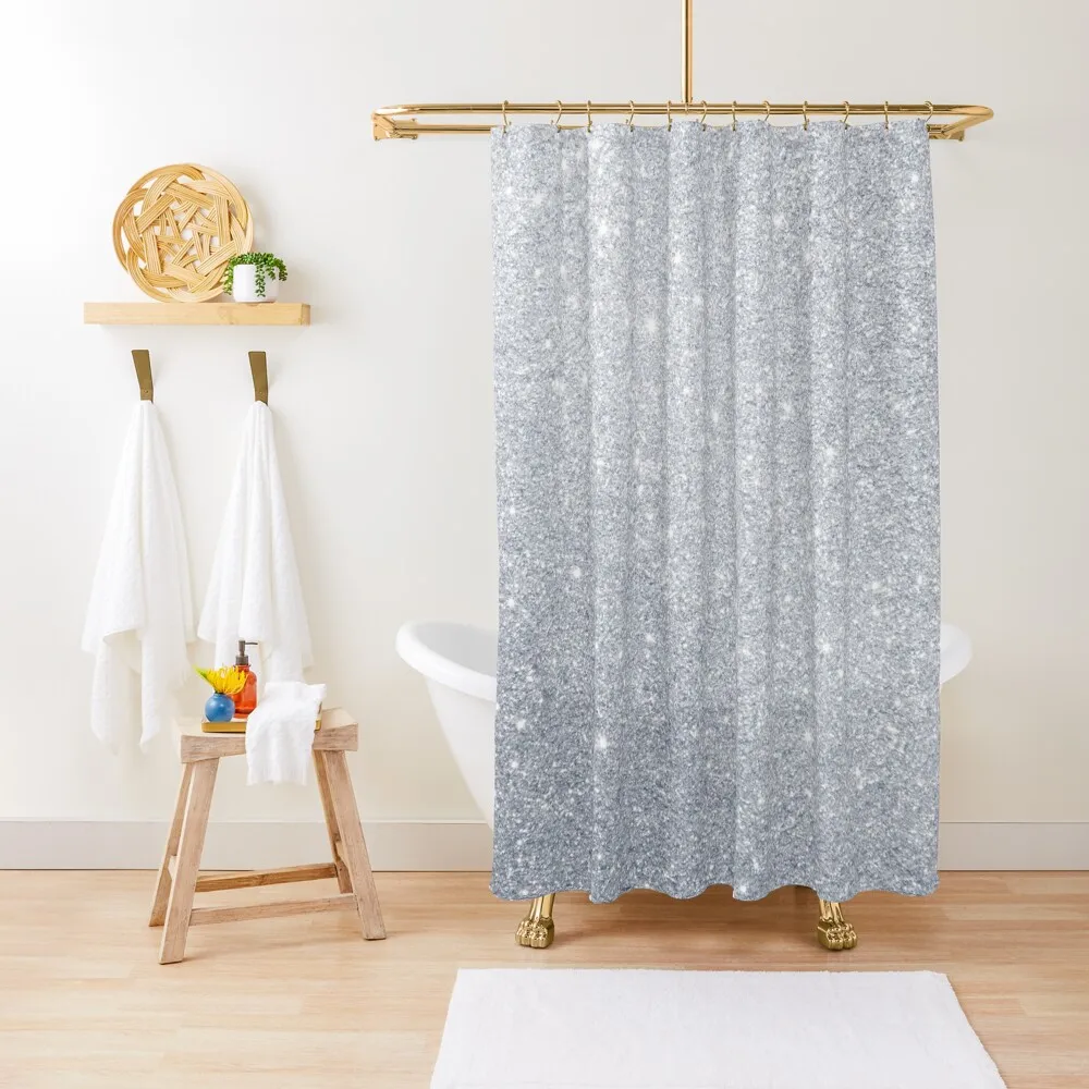 

aesthetic fine silver glitter Shower Curtain For Bathroom Shower Shower Set Curtain