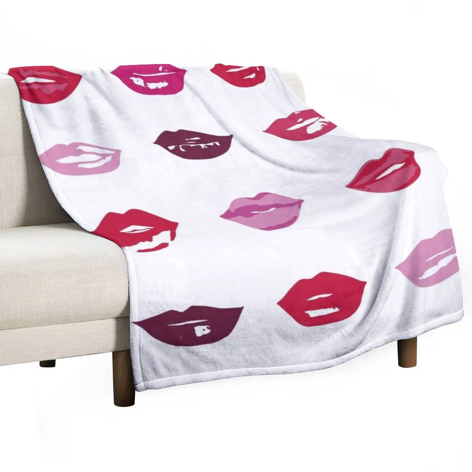 kiss kiss in lipstick colors Throw Blanket valentine gift ideas For Decorative Sofa Bed covers Designers Blankets