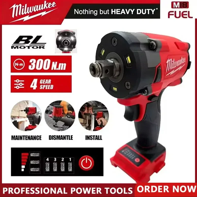 

Бесщеточный аккумуляторный ударный гайковерт Milwaukee 1/2 дюйма для ремонта автомобилей и грузовиков, шуруповерт, перезаряжаемый, для аккумуляторных инструментов