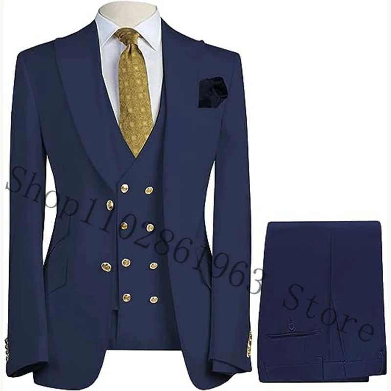 Elegant White Wedding Suits For Men Blazer Pants 3 Pieces Formal Groomsmen Bridegroom Wedding Tuxedos Costume Homme Mariage