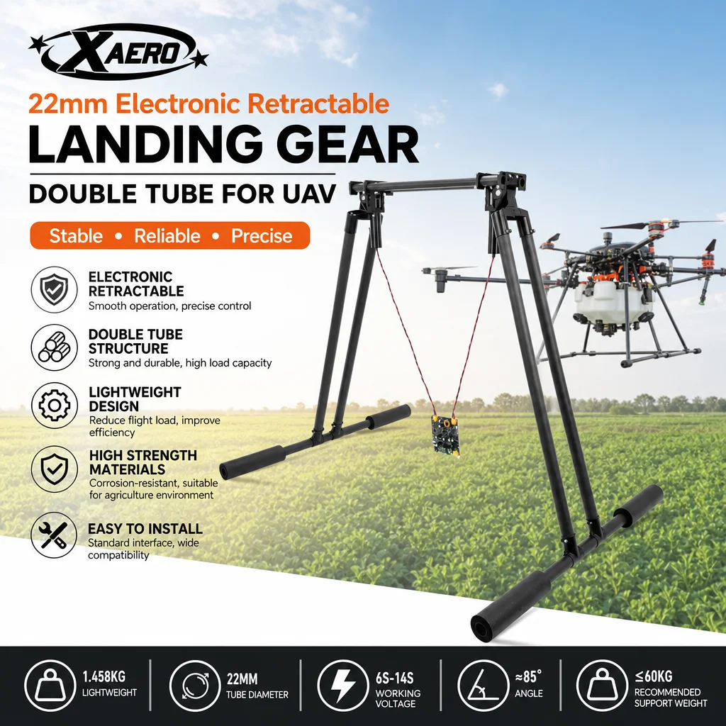 XAERO 22mm Electronic Retractable Landing Gear Double Tube for Multicopter Agriculture UAV