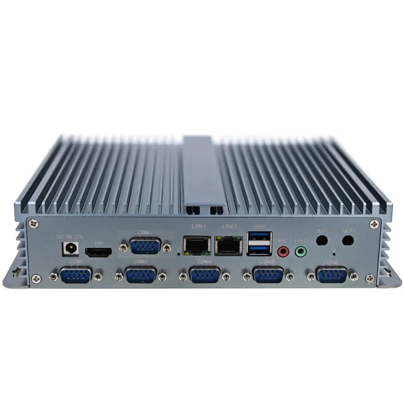 Caixa industrial fanless do PC, computador encaixado, apoio de Linux, Rs232, trilho do ruído, Windows 10, 11, 2 x com, 2 x lan, 4G