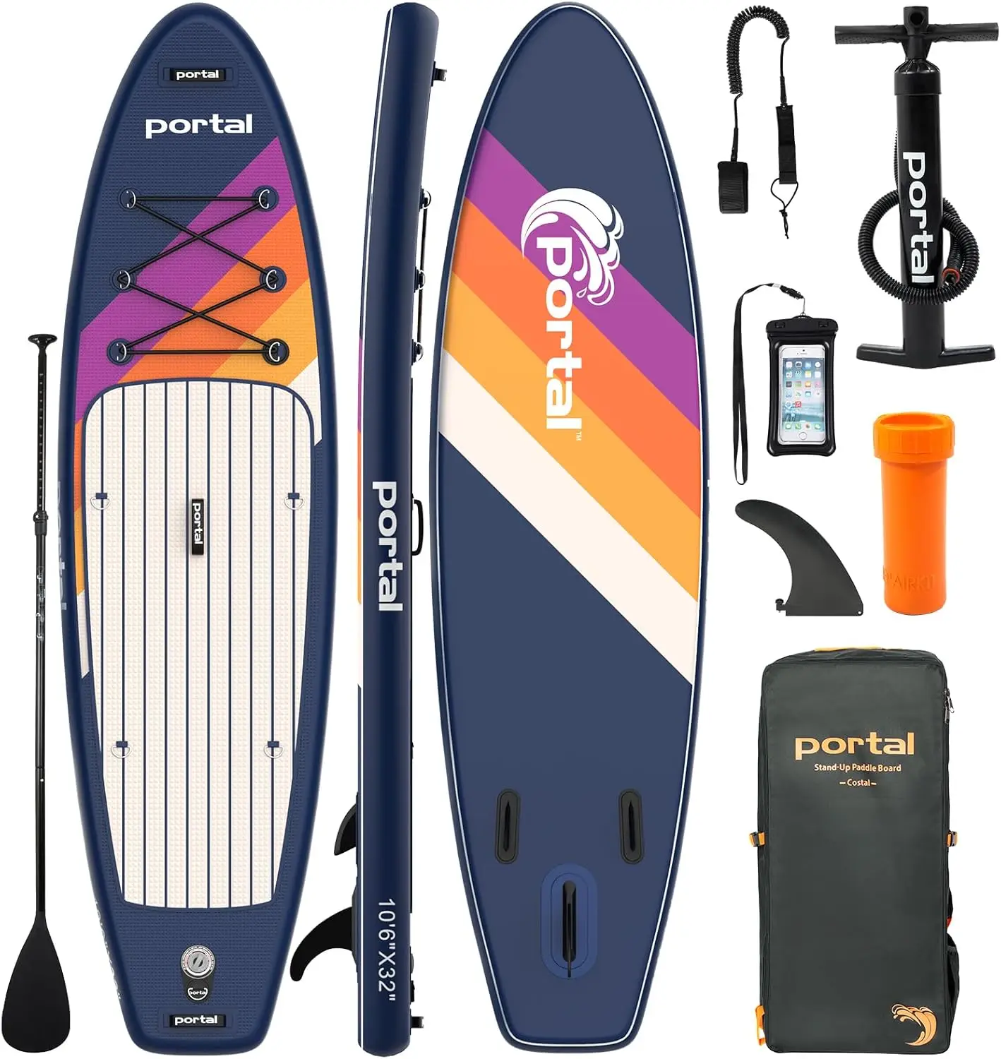 Aufblasbares Paddle Board für Erwachsene 10'6 ''Stand Up, rutsch festes Deck Blow Up Paddle Boards mit verstellbarem Pa