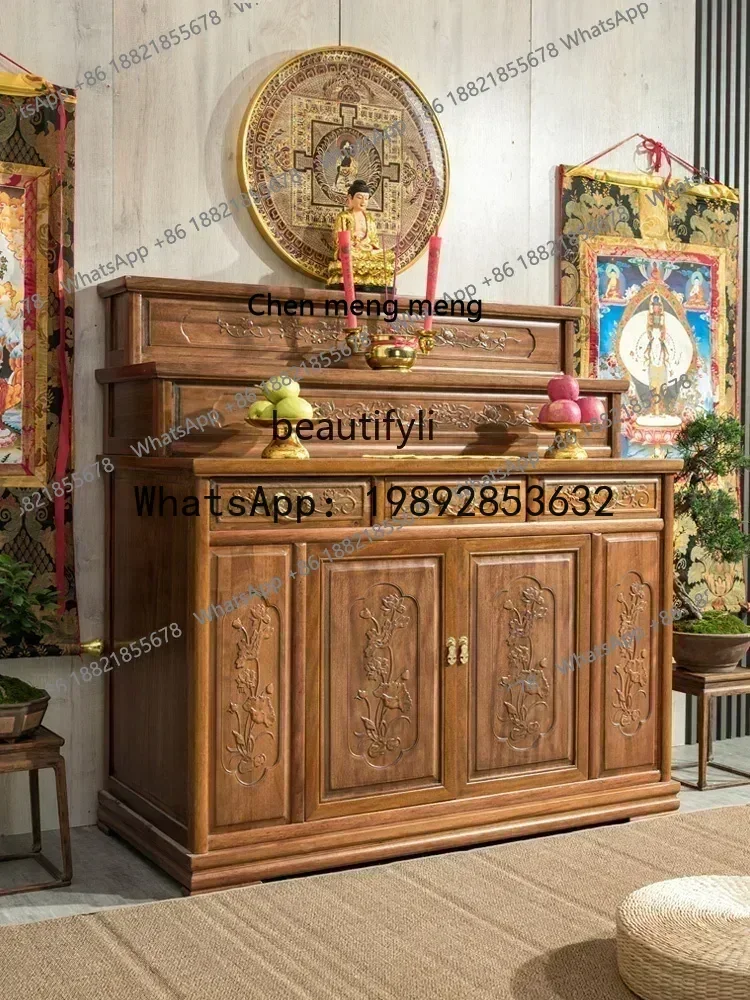 LYY arrive 3-Layer Altar Buddha Shrine Household Solid Wood Incense a Long Narrow Table Middle Hall God of Wealth Cabinet Worshi