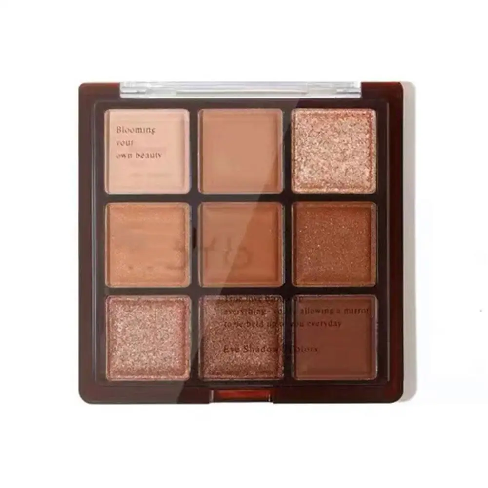 Paleta de sombras para sombra, 9 cores, paleta perolada matte, maquiagem duradoura, pigmentos brilhantes da terra, lantejoulas, R3q7