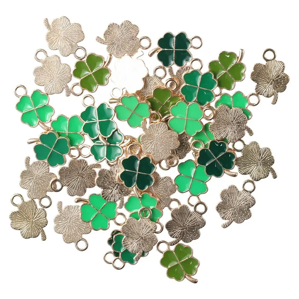 48pcs 11x18mm Four Leaf Clover Charm Pendants Alloy Four Leaf Clover Cute Small Enamel Pendants 4 Different Colors