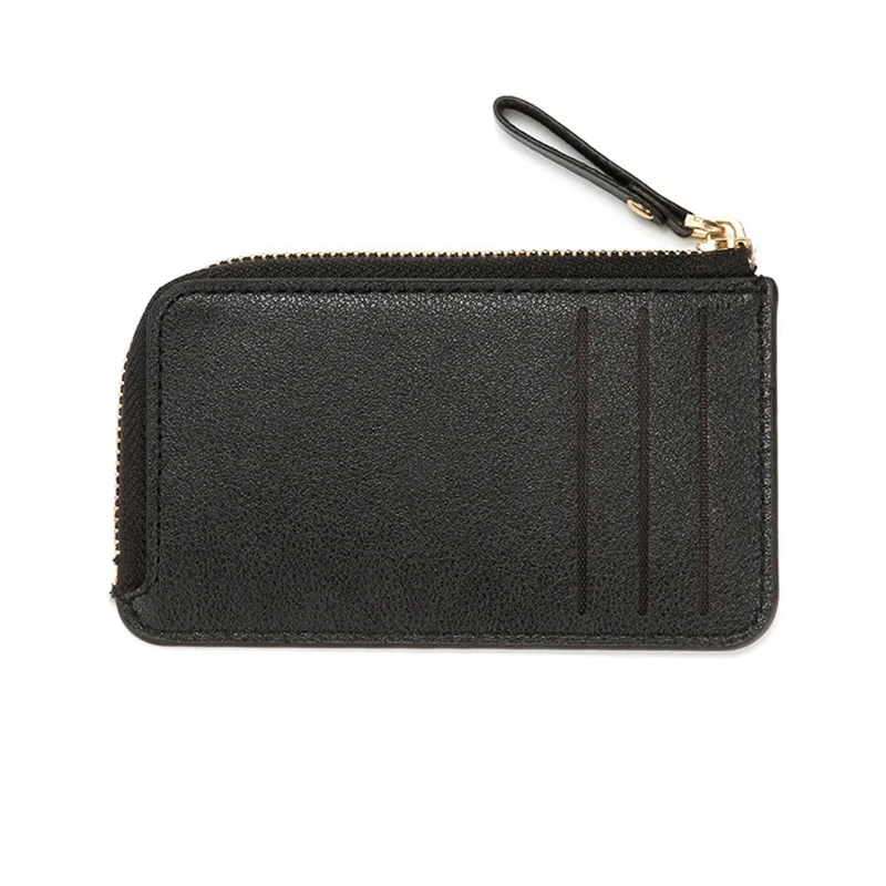 Men‘s ID Cards Holder PU Zipper Small Coin Purse Credit Card Holder Solid Color Business Cards Case Business Card Holder