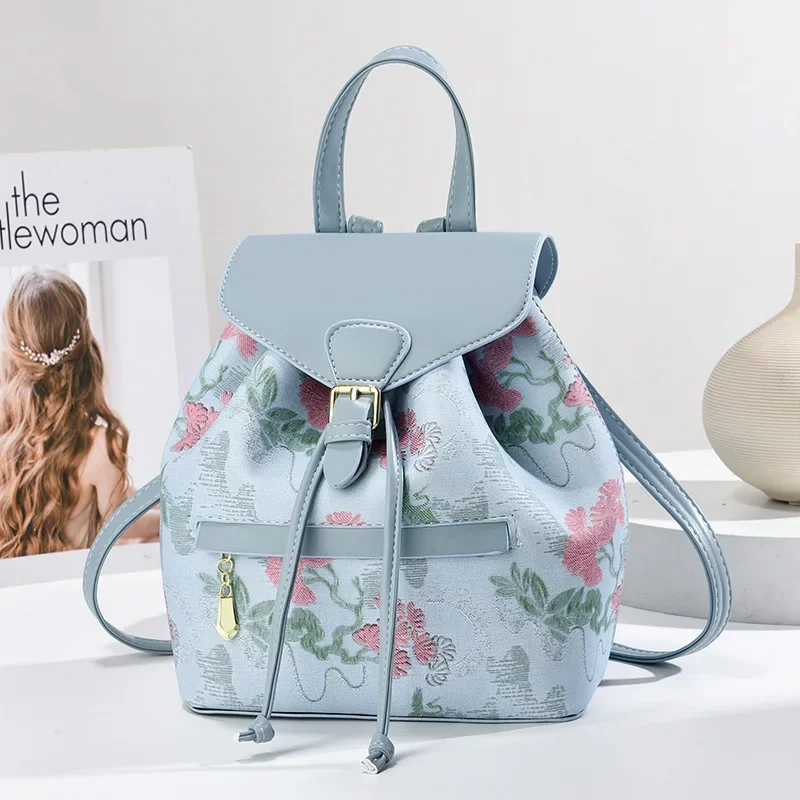 

New Femal Backpack Casual Fashion Embroidery PU Material Women's Daypack Fashion Elegant Girls' Backpack Women's Bag Mochila