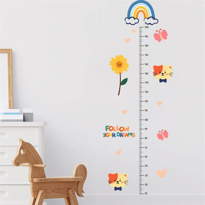 Cartoon Height Measure Wall Sticker For Kids Rooms Child Growth Ruler Stickers Gauge Growth Chart School Decals Nursery Bedroom