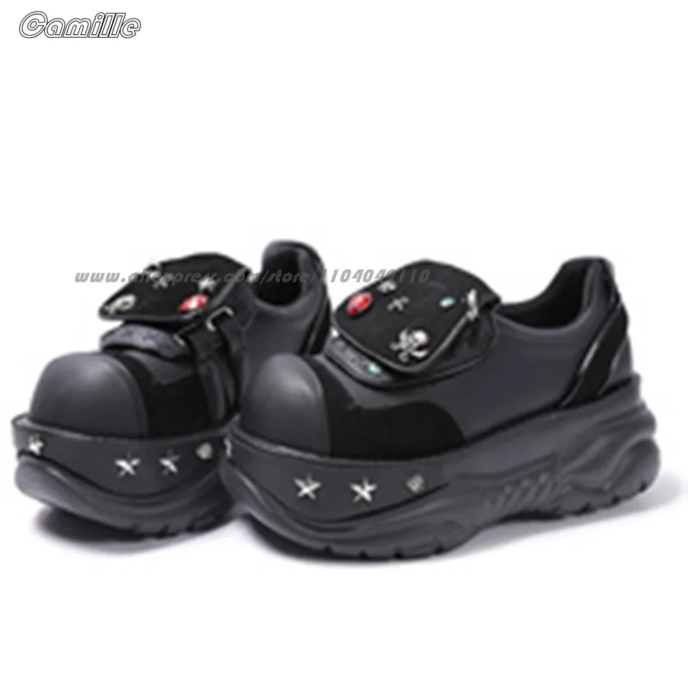 

Rock Punk Style Front Lace Up Thick-Sole Motorcycle Ankle Boots Black Matte Casual Cool Girl Boots Size 35-45 All-Match Boots