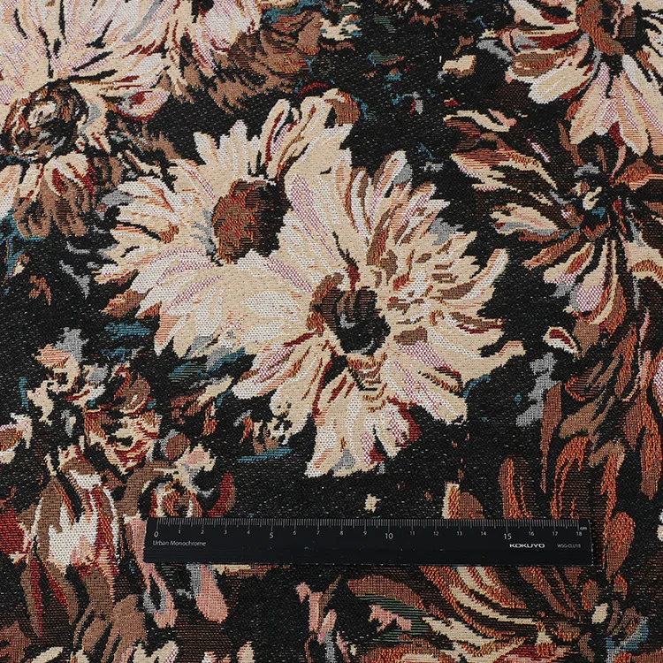 Oil Painting Style Flower Yarn Dyed Jacquard Fabric Clothing Luggage Cushions Decorative Sewing Fabric By Half Meter