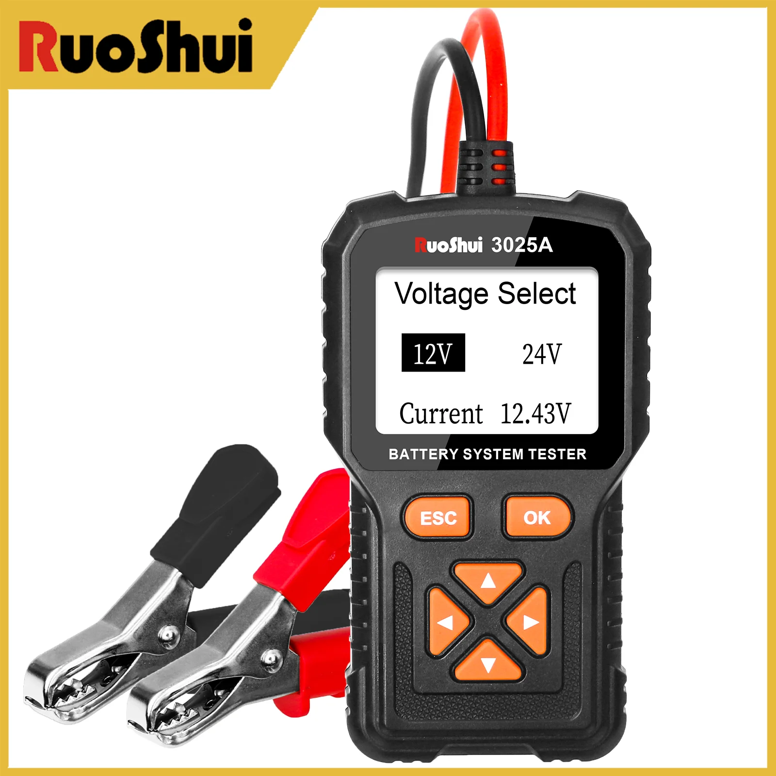 

RuoShui 3025A Battery Tester 12V/24V Voltage Car Motorcycle System Analyzer Quick CCA Charging Cranking Test Tool for Car Repair
