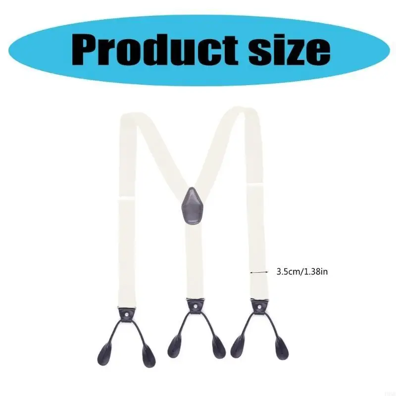 195E スタイリッシュな Y 字型サスペンダー、長さ調節可能、ほとんどの男性、女性のボタンエンドに適しており、さまざまな機会に最適です。