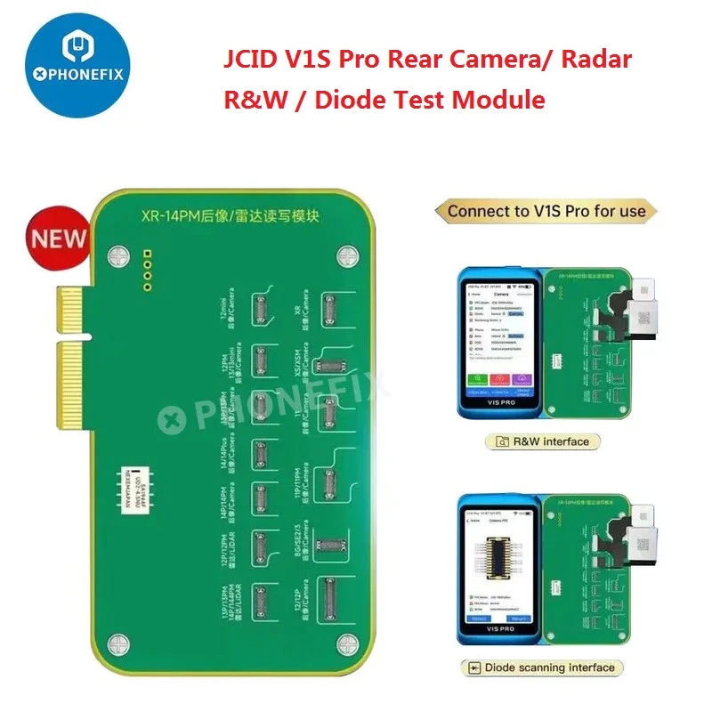 JCID V1SE Reparação Câmera Traseira, Não-Remoção Tag-on, FPC Flex Cabo Board para iPhone XR 11 12 13 14 Pro MAX, Remover Aviso Error Tool